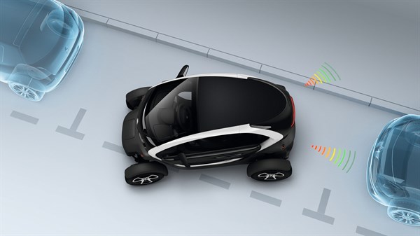 Renault Twizy rear park assist feature diagram
