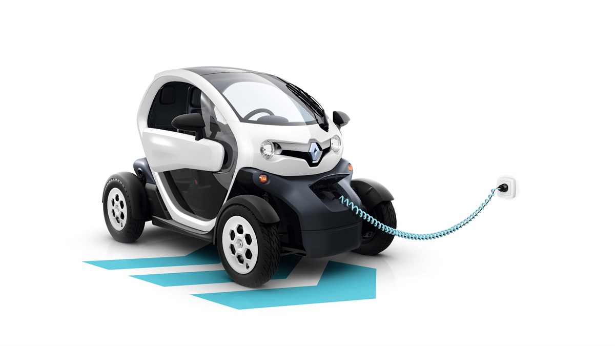 Renault Twizy Cargo 80 is plugged in for charging
